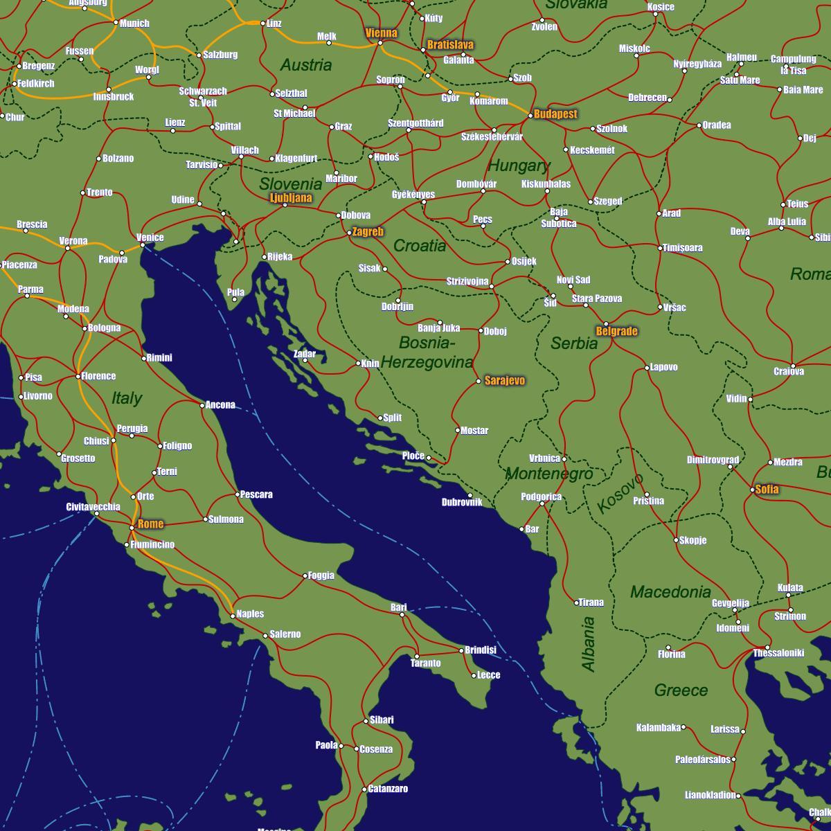 Bosnia ferrocarril mapa