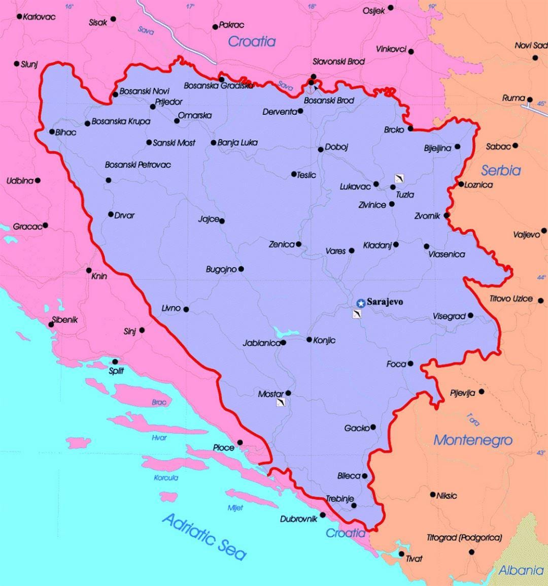 Bosnia y Herzegovina mapa político