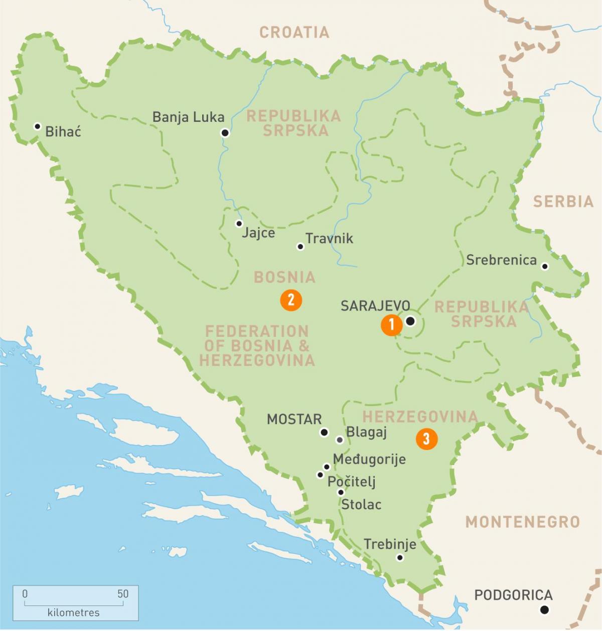 Mapa de sarajevo Bosnia