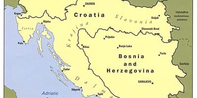 Mapa de Bosnia y Herzegovina y los países vecinos