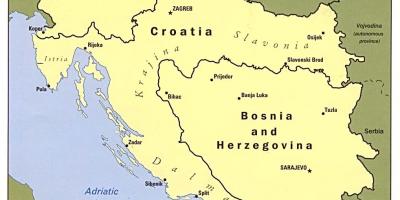 Mapa de Bosnia y Herzegovina y los países vecinos
